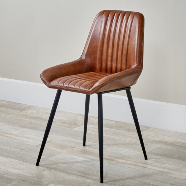 Mariners 52cm H Genuine Leather Upholstered Metal Upholstered Back Side Chair