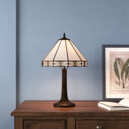Barfleur 48Cm Espresso Tiffany Style Cream Glass Table Lamp