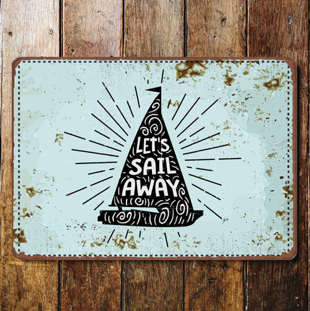 Kalleen Let's Sail Away Ship Boat Sea Wall DÃ©cor