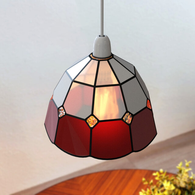 12cm H x 16cm W Glass Dome Lamp Shade ( Screw On ) Red
