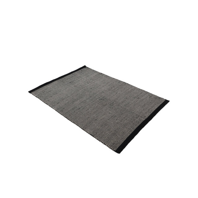 Mona Handwoven Wool and Cotton Black Rug