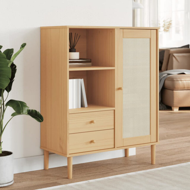 90cm Sideboard Rattan Look