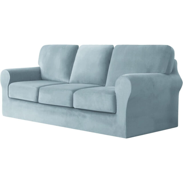 Sofa Cover With Separate Seat Cushions And Backrests Stretch Velvet Sofa Slipcover Couch Covers Furniture Protector Split Combined (3-Seat Set 7 PCS)