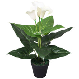 Faux Flowering Plant in Pot