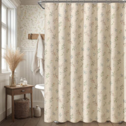 Floral Farmhouse Vintage Linen Shower Curtain French Country Shower Curtains 72Wx72h