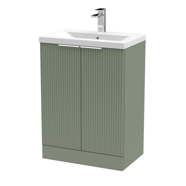 Fluted 600mm Free-standing Single Vanity Unit