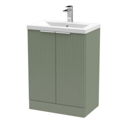 Fluted 600mm Free-standing Single Vanity Unit