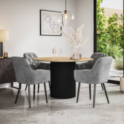 Arlo Black Table Top W Black Legs + Anika Velvet Dining Chair Green Set Of 4