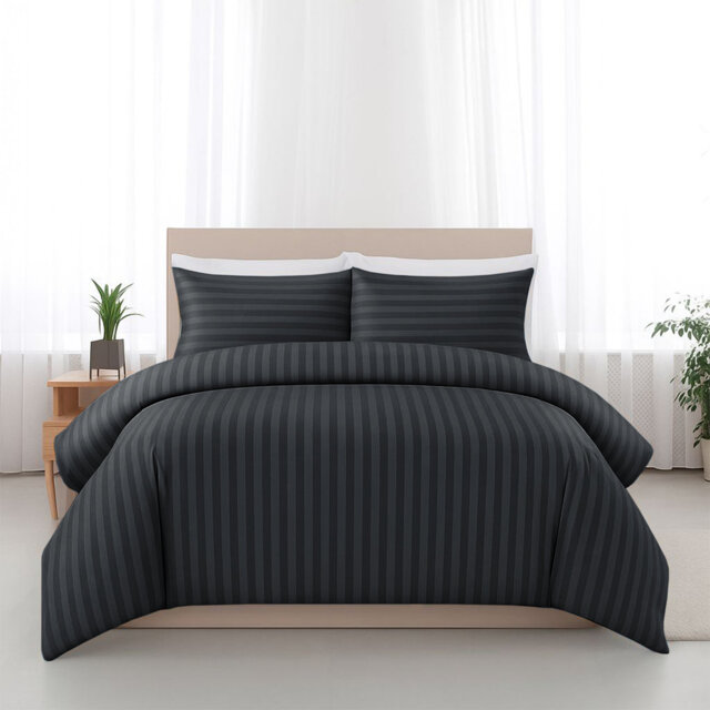 Striped Microfiber Duvet Cover Set â Soft Lightweight Bedding Set For Bedroom Comfort