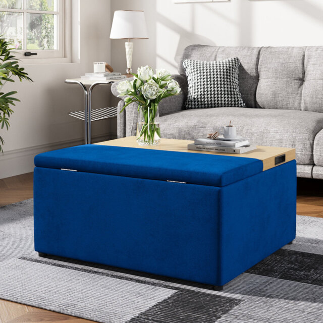 85cm Wide Velvet Rectangle No Pattern Standard Ottoman