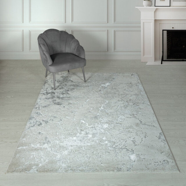 Grey Modern Easy To Clean Abstract Optical/ (3D) Rug For Dining Room Bedroom And Living Room