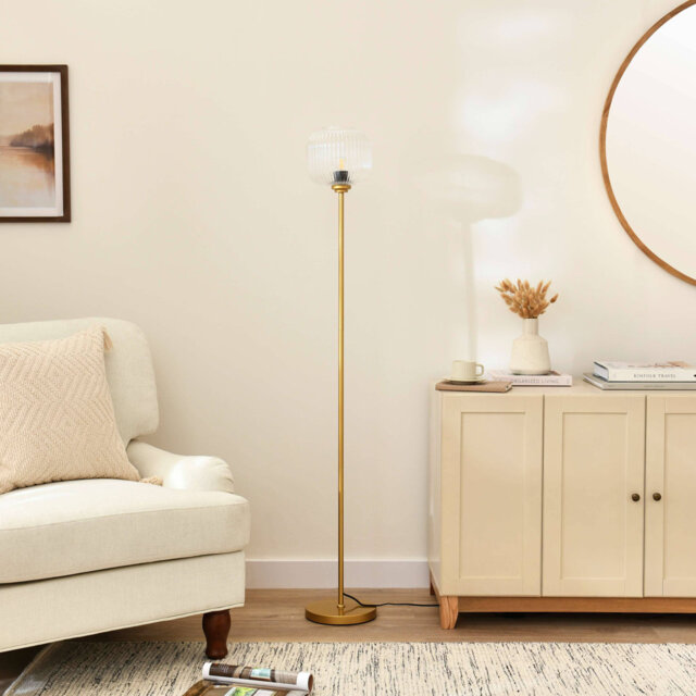 Showstead 150cm Metal Floor Lamp - Clear Glass