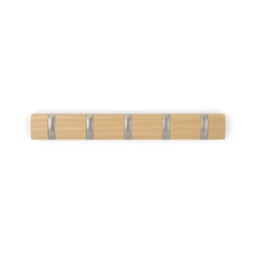Flip 5-Hook Wall-Mounted Coat Rack, Solid Wood with Flip-Down Hooks for Entryway, Bedroom, Office