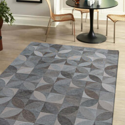 Rondo Machine Woven Flatweave Silver Area Rug
