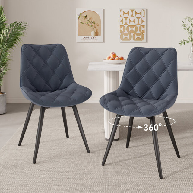 Velvet Swivel Dining Chair, 6cm Thickened Foam Seat, Ergonomic Wide Backrest, 360° Swivel Metal Base, Anti-Slip Feet, Multiple Colours & Sizes Availab