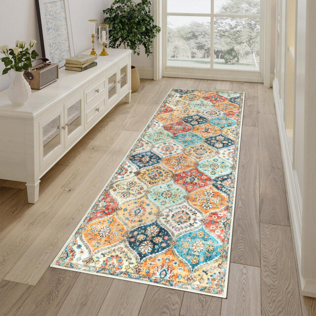 Washable Vintage Area Rugs with Non-Slip Backing for Living Room/Bedroom/Dining Room