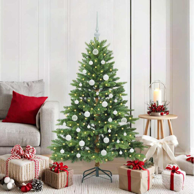 Artificial Christmas Tree with 150 LEDs Green PE and PVC
