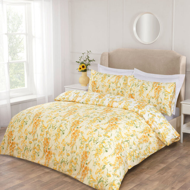 Wisteria Lemon Floral Super Soft Polyester Duvet Set