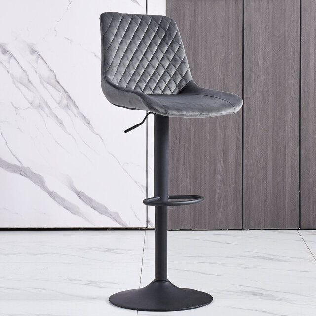 Heckscherville Velvet Height Adjustable Swivel Upholstered Bar Stool