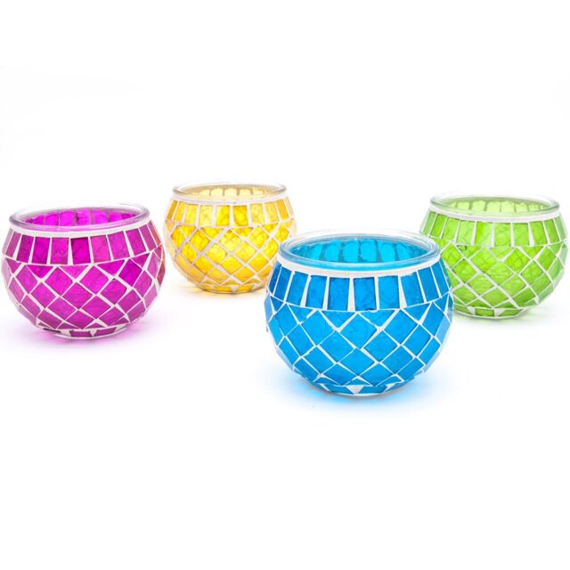 12Cm Glass Tabletop Tealight Holder with Candle Included