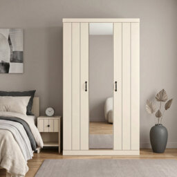 Allington 3 Door Manufactured Wood Wardrobe With Mirror