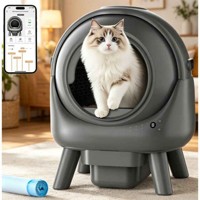 MoraRise 73L Self-Cleaning Cat Litter Tray, Large Capacity Automatic Litter Box for Multi-Cats, Multiple Safety Protection, Smart APP, Odor Control, K