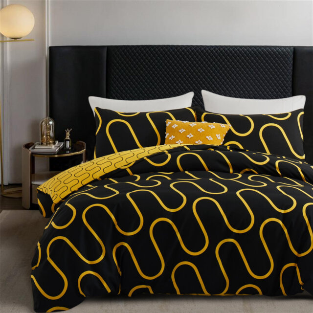 Ultra Soft Microfiber Dual Pattern Reversible Duvet Cover With Matching Pillow Covers