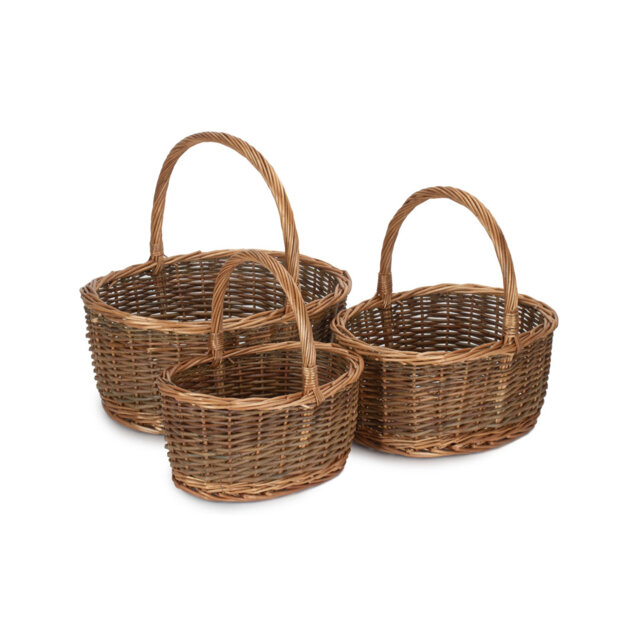Lily Manor Wicker 3 Piece Unpeeled Willow Shopper Basket Set