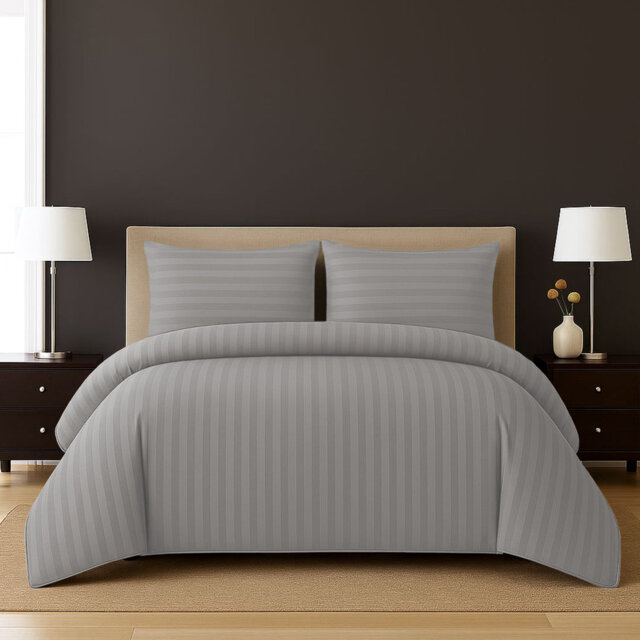 Haffa Microfiber Striped Duvet Cover Set with Pillowcases Included