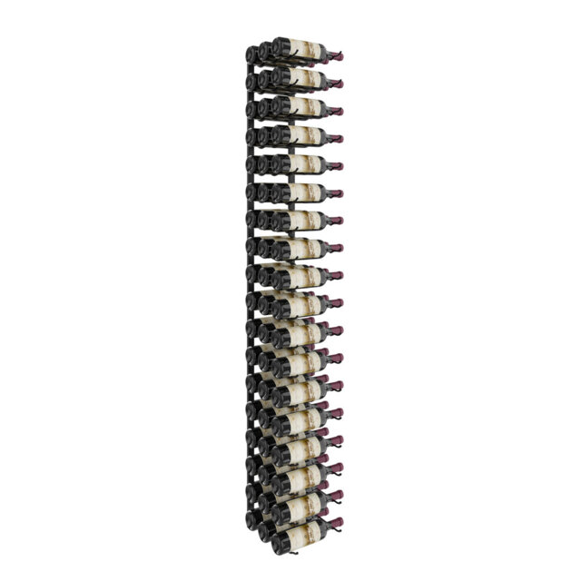 54 Bottle Wall Mounted Wine Bottle Rack in Matte Black/Brushed Nickel