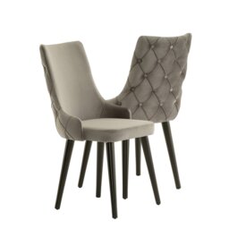 Tufted Velvet Side Chair in Beige