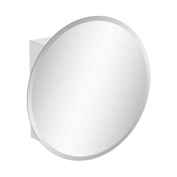 iBathUK Stockholm Wall Mounted Round Stainless-Steel Bathroom Mirror Cabinet, Modern Single Door Storage Unit in Silver, 500x500mm