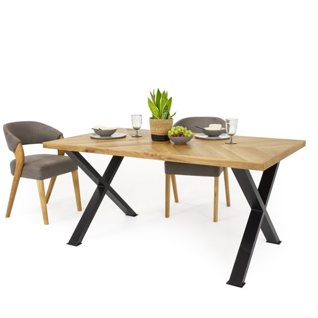 Nikita Oak Metal Base Dining Table