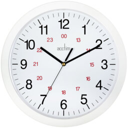 "Acctim Metro 12"" Wall Clock Quartz 12 / 24 Hour Dial Easy Read Numbers White 30cm"