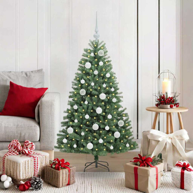Artificial Hinged Christmas Tree Green PVC and Metal