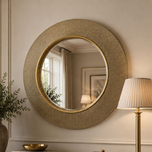 Aubry Round Ribbed Mirror Bevelled