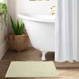 Soft Chenille Microfiber Non-Slip Bath Mat - Ultra Absorbent Machine Washable Bathroom Rug for Shower, Bath & Ensuite