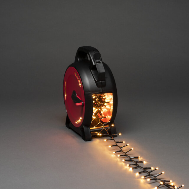 Konstsmide 600 Warm White LED Outdoor Christmas Lights - Durable Cable Reel