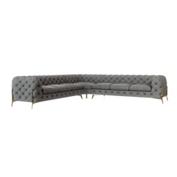 Chesterfield Corner Sofa L-Shape  with Gold Metal Legs