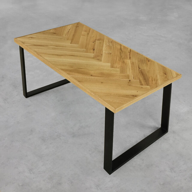 Anacortes Oak Metal Base Dining Table