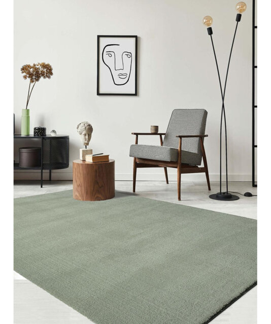 The Carpet Relax - Modern Rug, Fluffy, Short Pile, Non-Slip Underside, Washable up to 30°C, Super-Soft, Fur Look, Green