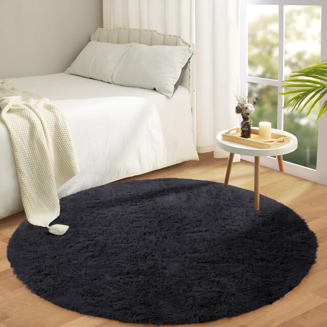Round Shaggy Area Rug – Ultra-Soft Plush High-Pile Rug For Living Room And Bedroom