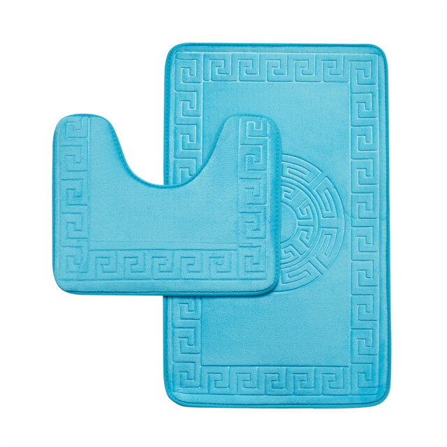2 Piece Bathroom Rug Set Memory Foam Bath Mat & Pedestal Mat Soft Absorbent Non Slip Machine Washable Bathroom Mats