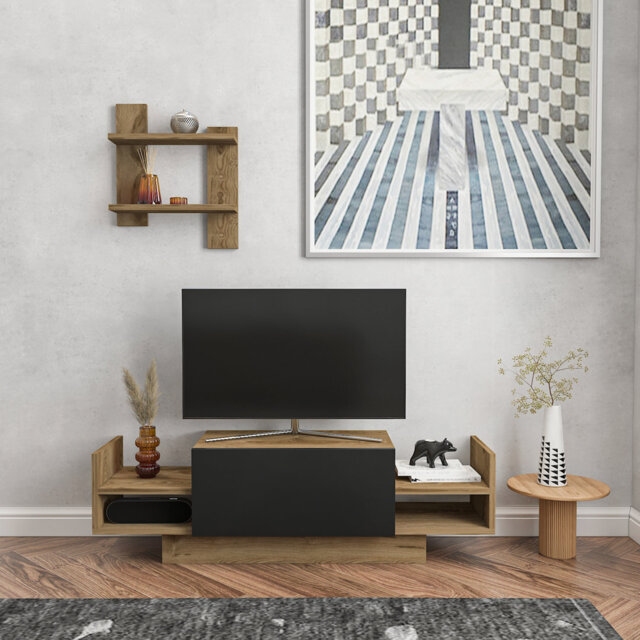 "Spring TV Stand for TVs up to 43"" with Wallshelf"