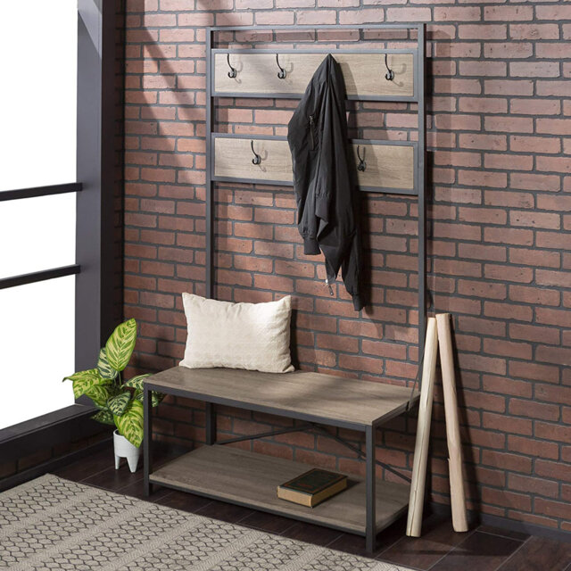 Abdelrahman Steel Hall Tree with Bench and Shoe Storage