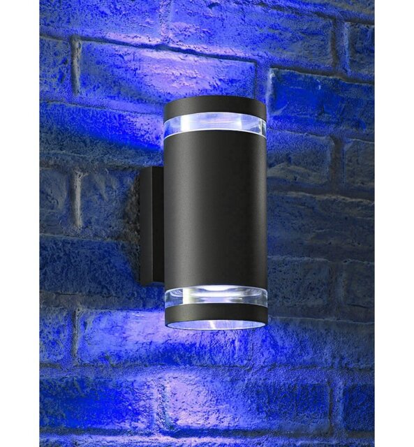 Anthracite Grey 2 - Bulb 21.6cm H Colourful Glass Outdoor Wall Lantern