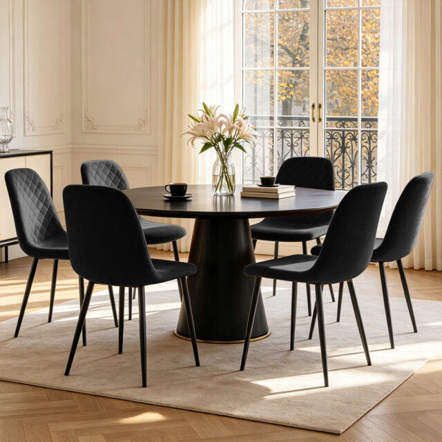 Modern Velvet Upholstered Dining Chair with Diamand Tufted