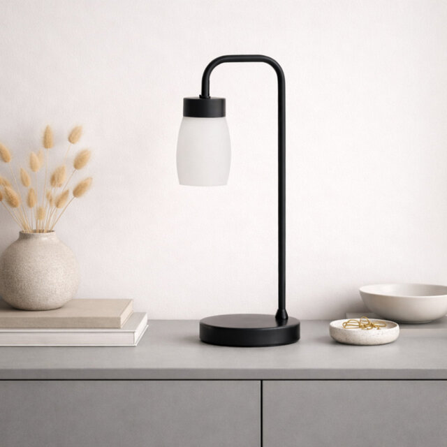 Alakai 41cm Desk Arch Metal Table Lamp with Glass Shade