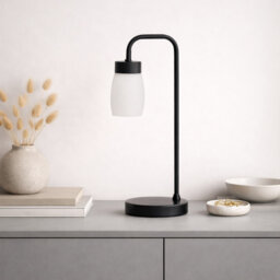 Alakai 41cm Desk Arch Metal Table Lamp with Glass Shade