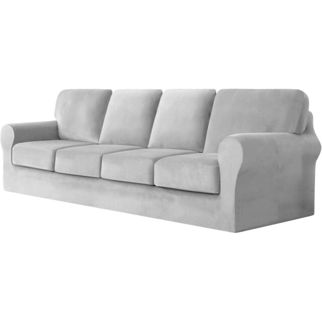Sofa Cover With Separate Seat Cushions And Backrests Stretch Velvet Sofa Slipcover Couch Covers Furniture Protector Split Combined (4 Seat Set 9 PCS)